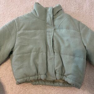 Green puffer jacket
